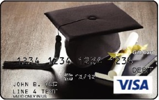 Visa® gift card with graduation cap and diploma design